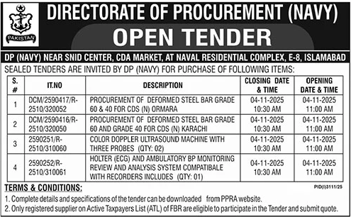 Pakistan Navy Tender Notice